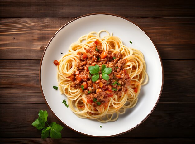 Bovenaanzicht heerlijke pasta op bord