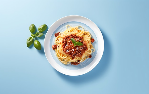 Bovenaanzicht heerlijke pasta op bord