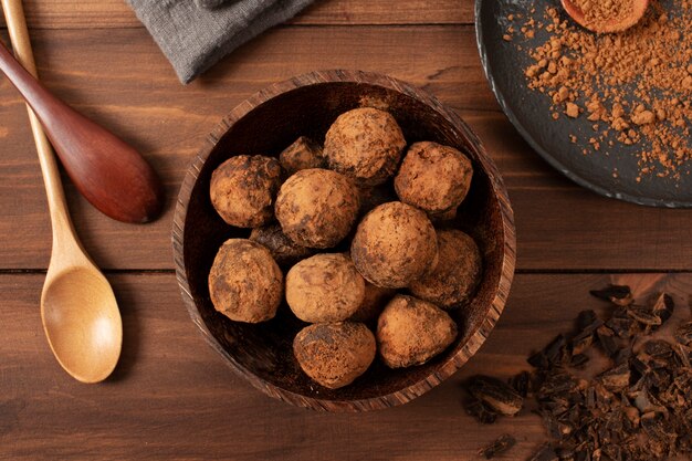 Bovenaanzicht heerlijke truffelrecepten