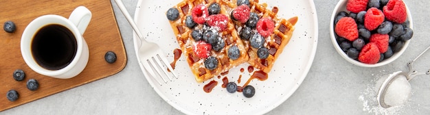 Bovenaanzicht heerlijke zoete wafels