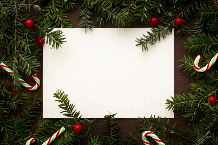 Gratis Foto bovenaanzicht kerstdecoratie met mock-up