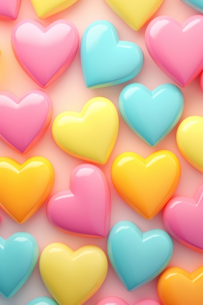 Gratis foto bovenaanzicht kleurrijke harten arrangement