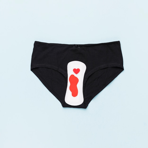 Bovenaanzicht knickers met maandverband