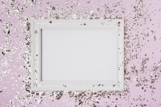 Gratis foto bovenaanzicht kopie ruimte mock-up frame met glitter