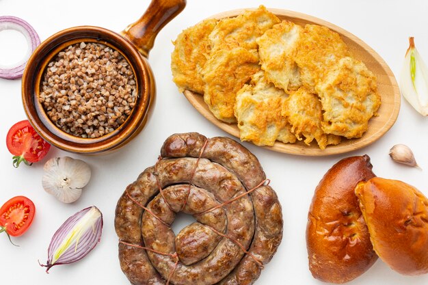 Bovenaanzicht lekker eten arrangement