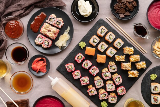 Bovenaanzicht lekker eten assortiment