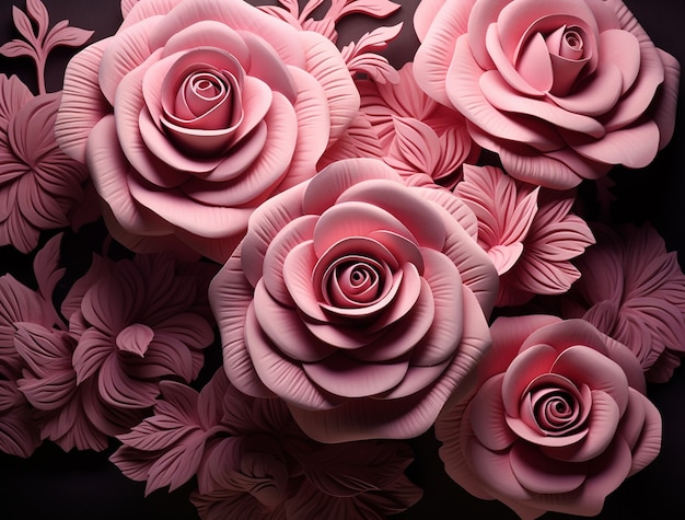 Bovenaanzicht op papieren rozen