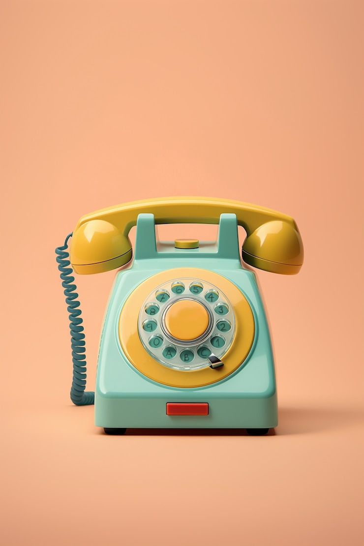 Gratis Foto bovenaanzicht op retro telefoon