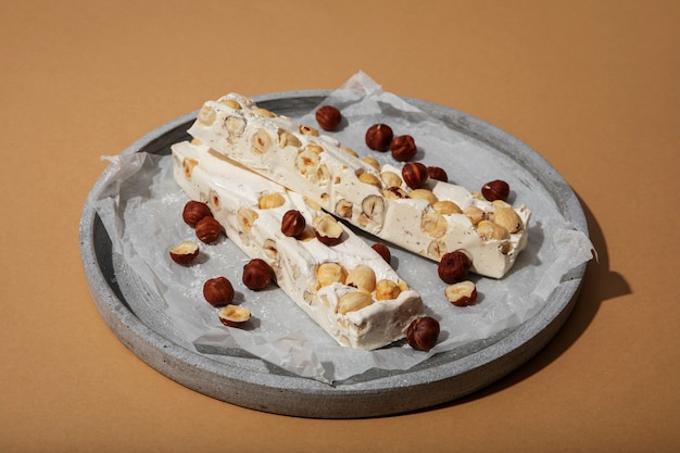 Gratis foto bovenaanzicht op turron-dessert