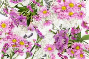 Gratis foto bovenaanzicht paarse bloemen arrangement
