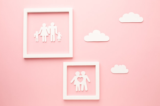 Gratis foto bovenaanzicht papier ketting familie concept