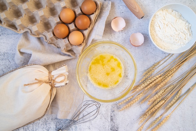 Bovenaanzicht Pasta Ingrediënten Met Keuken Benodigdheden