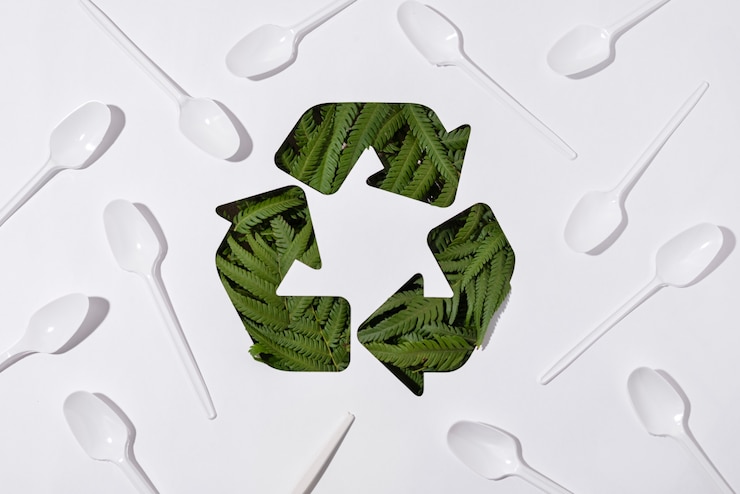 Gratis Foto bovenaanzicht plastic lepels assortiment