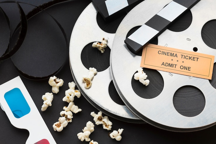 Gratis Foto bovenaanzicht regeling van cinema objecten close-up