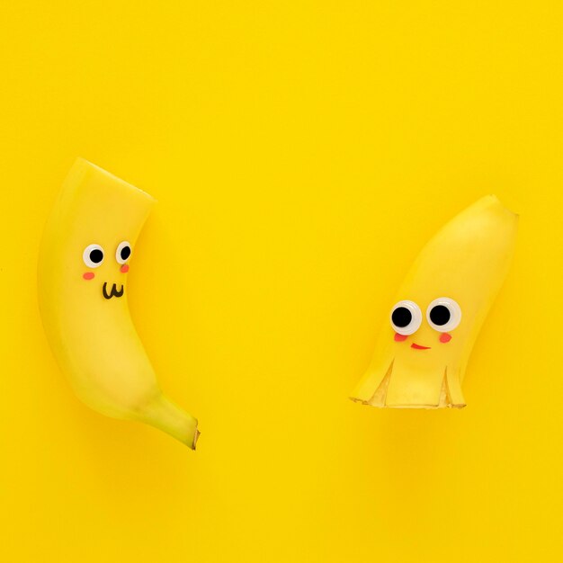 Bovenaanzicht schattig bananen arrangement