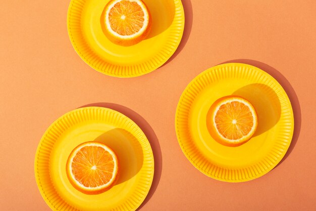 Bovenaanzicht sinaasappels arrangement
