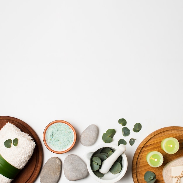 Bovenaanzicht spa concept met kopie-ruimte