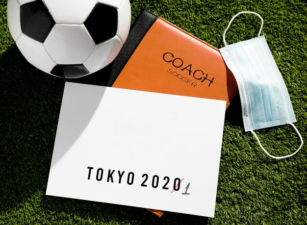 Bovenaanzicht tokyo 2020 sportevenement uitgesteld arrangement