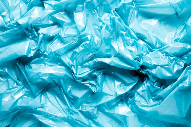 Bovenaanzicht van blauw plastic