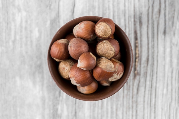 Bovenaanzicht van chesnuts regeling