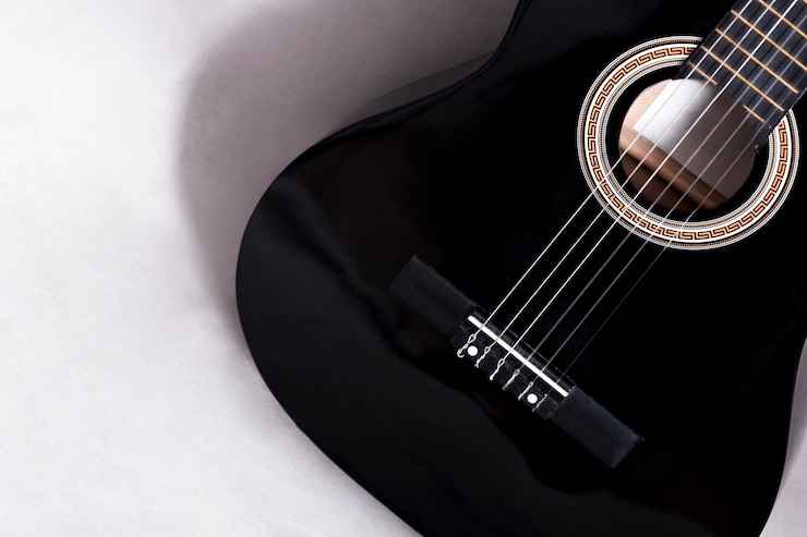 Gratis Foto bovenaanzicht van een gitaar