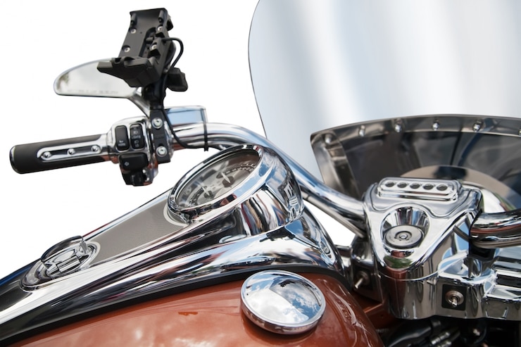 Gratis Foto bovenaanzicht van een klassieke motorfiets