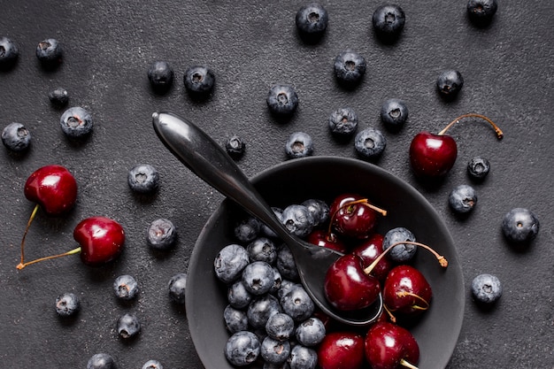 Bovenaanzicht van gemengd fruit