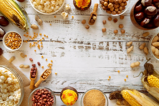 Bovenaanzicht van happy lohri day concept