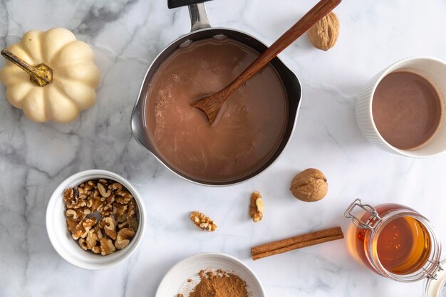 Bovenaanzicht van heerlijk eten concept