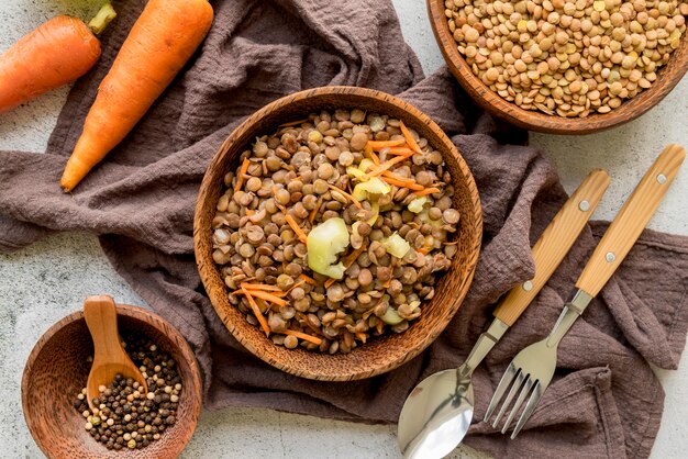 Bovenaanzicht van heerlijk gezond eten