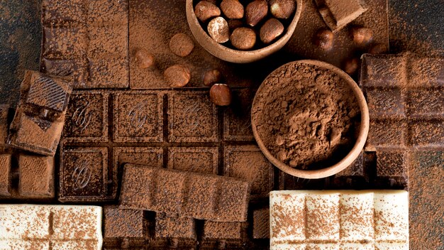 Bovenaanzicht van heerlijke chocolade concept