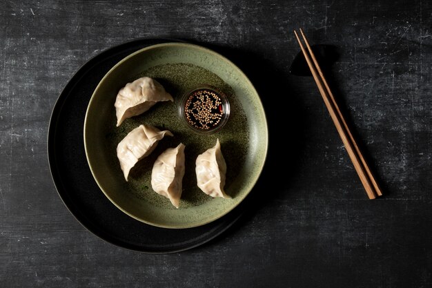 Bovenaanzicht van heerlijke dumplings concept