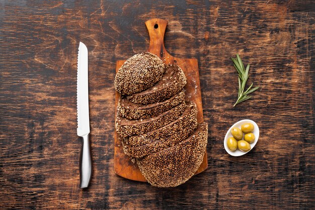 Gratis foto bovenaanzicht van het concept van het zaadbrood