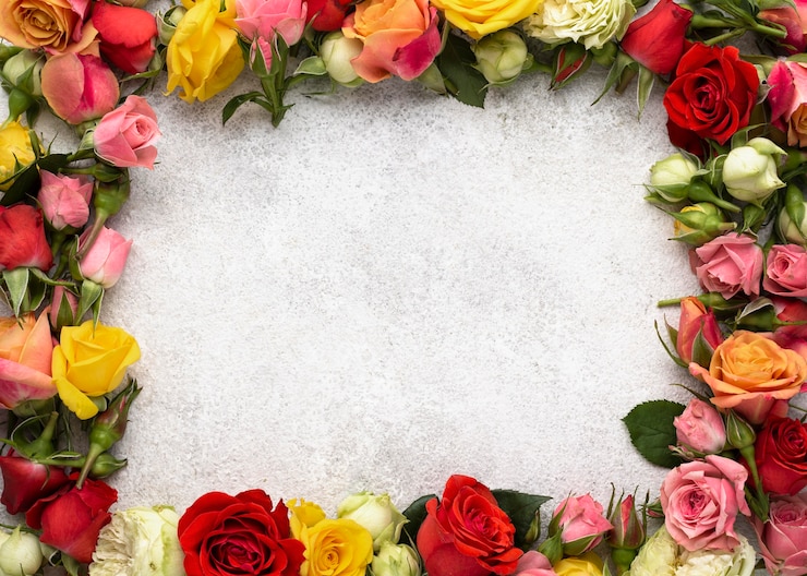 Gratis Foto bovenaanzicht van kleurrijk bloemframe