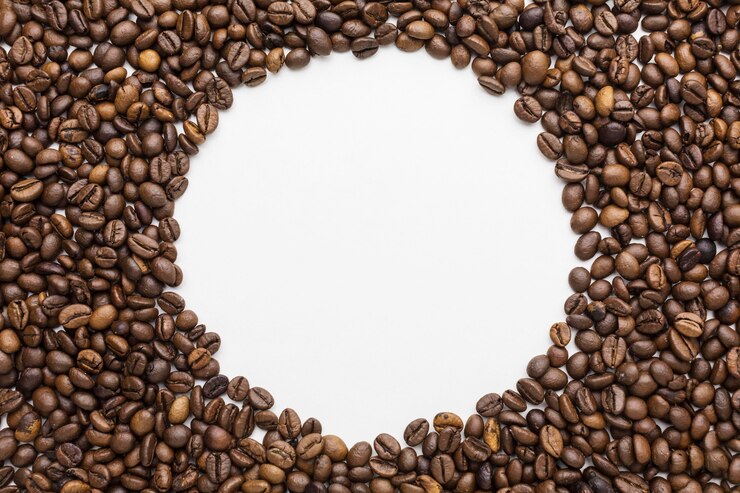 Gratis Foto bovenaanzicht van koffiebonen frame met kopie ruimte