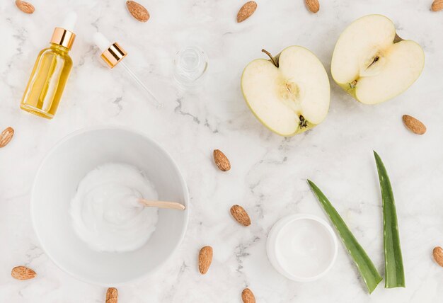 Bovenaanzicht van natuurlijke cosmetica concept