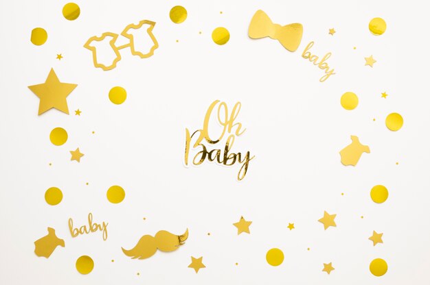 Bovenaanzicht van prachtige baby shower concept