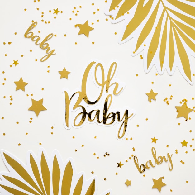 Gratis foto bovenaanzicht van prachtige baby shower concept