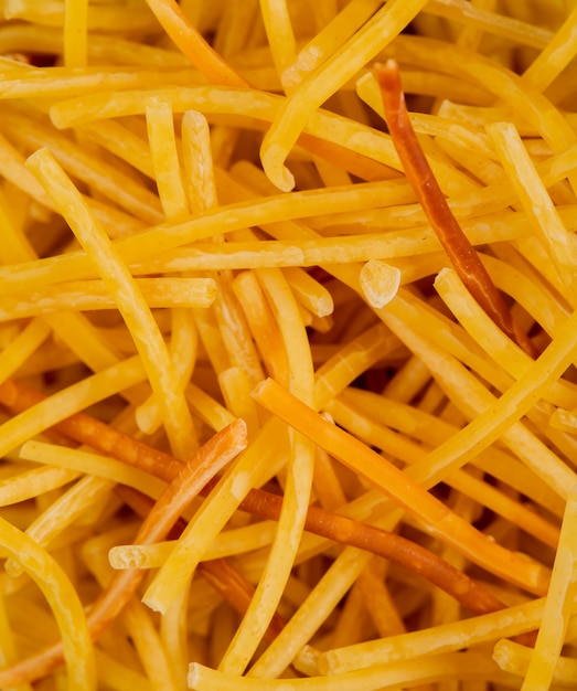 Bovenaanzicht van spaghetti pasta