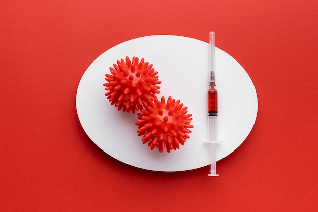 Bovenaanzicht van virussen met vaccin