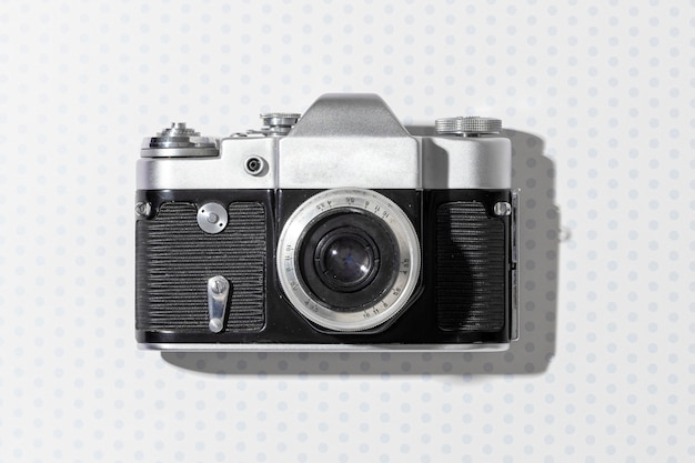 Gratis foto bovenaanzicht vintage camera-compositie