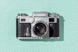 Gratis foto bovenaanzicht vintage camera-compositie