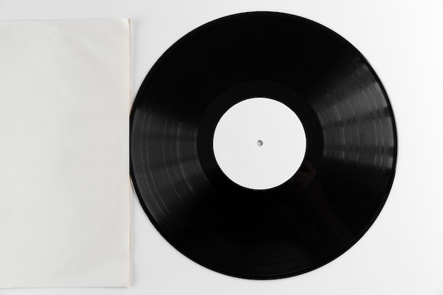Bovenaanzicht vinylplaten arrangement
