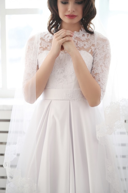 Bruiloft, bruid in haar jurk