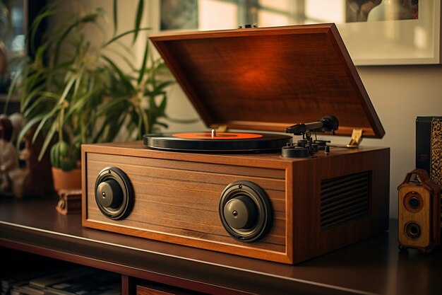 Bruin retro elektronisch radioapparaat