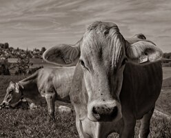 Bruine koe op bruin veld