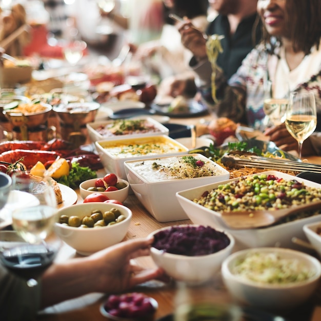 Brunchkeusmenigte Het dineren Voedselopties die Concept eten