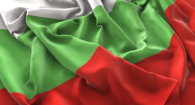 Bulgarije Vlag Ruffled Mooi Wapperende Macro Close-up Shot