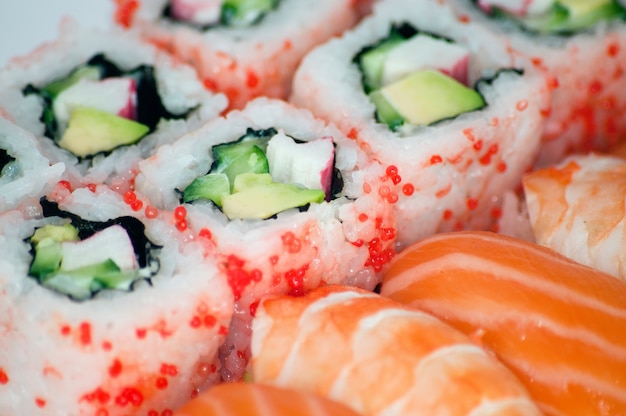 Californië maki en sushi close-up