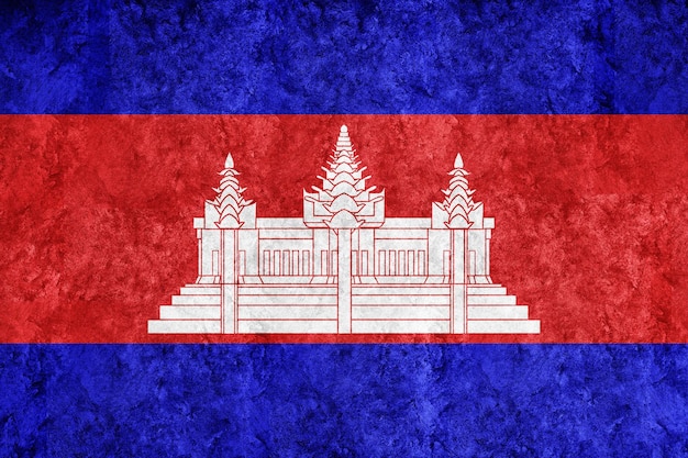 Cambodja metalen vlag, getextureerde vlag, grunge vlag